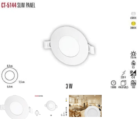 CATA CT-5144B 3W SLIM PANEL (BEYAZ)