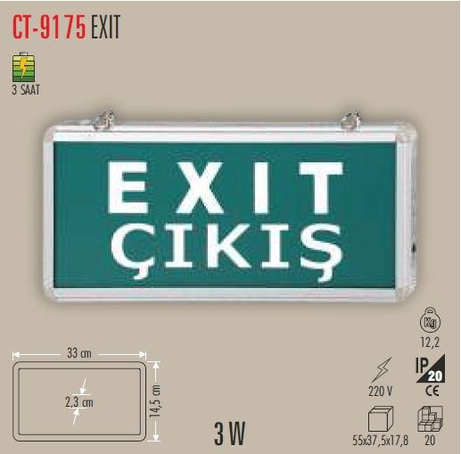 CATA CT-9175 ACIL CIKIS LEVHASI (EXIT) LEDLI SARJLI