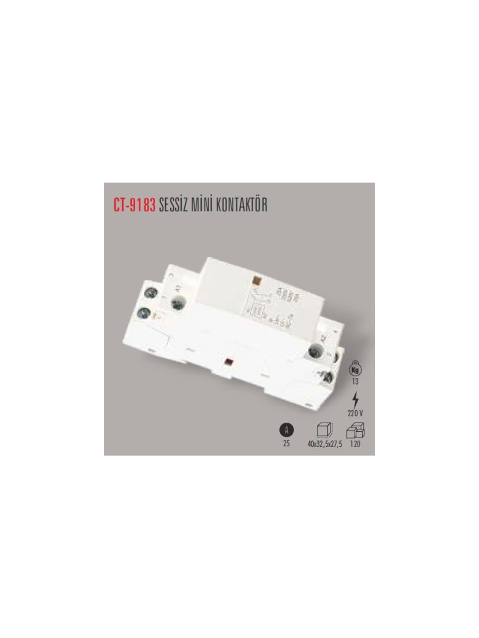 CATA CT-9183 MODULER AYDINLATMA KONTAKTORU 25A