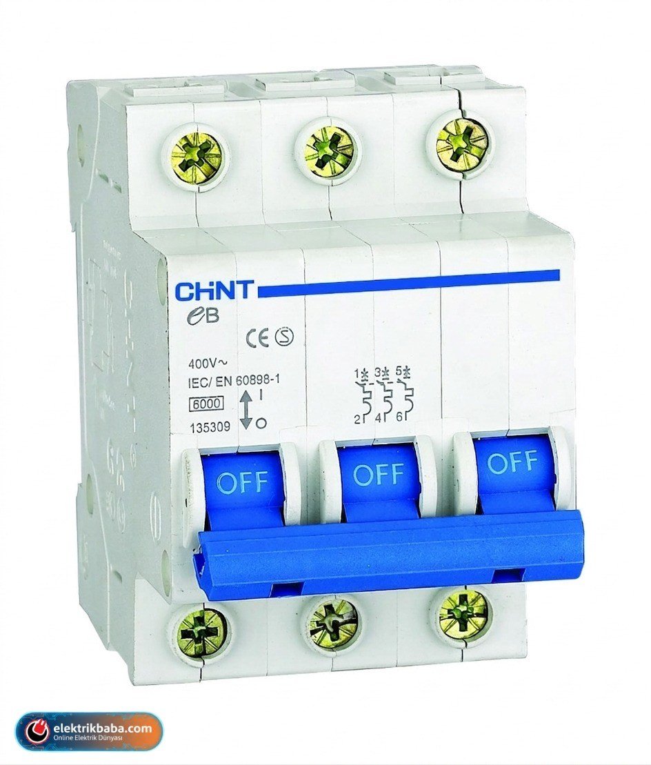 CHINT186506CHINT 186506 EB SERISI / 3 KUTUPLU 4,5KA / C TIPI 40A OTOMATIK SIGORTA