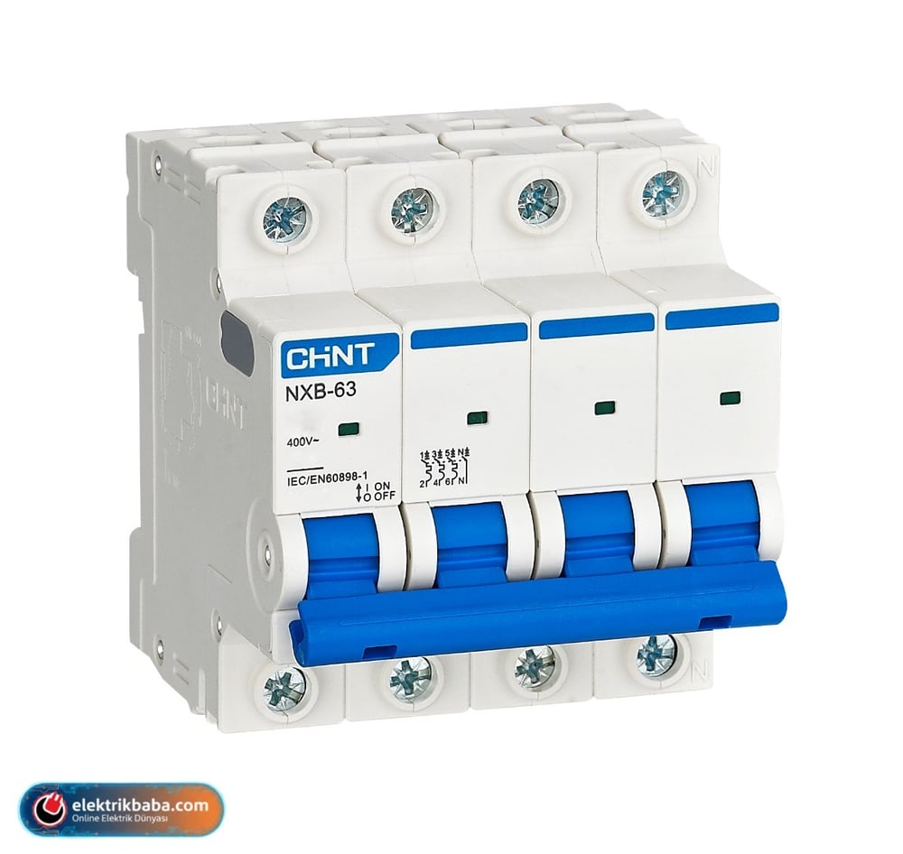 CHINT296911CHINT 296911 NXB-63S SERISI / 4 KUTUPLU / 4,5KA / C TIPI / 63A / OTOMATIK SIGORTA