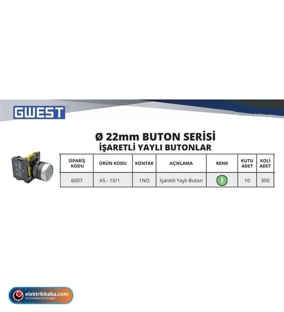 GWEST 6007 A5-10/1 ISARETLI START BUTON