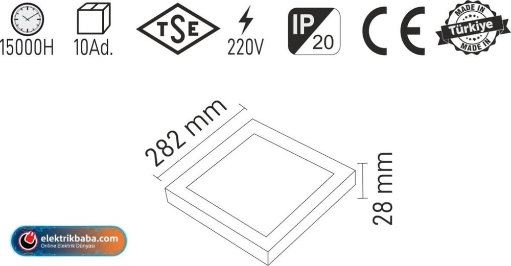 MAXLED MAX-MX-1062B 24W S/U KARE LED PANEL BEYAZ 6500K