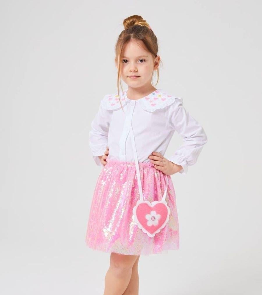 PEMBE PULLU ETEKLİ ÇANTALI TAKIM