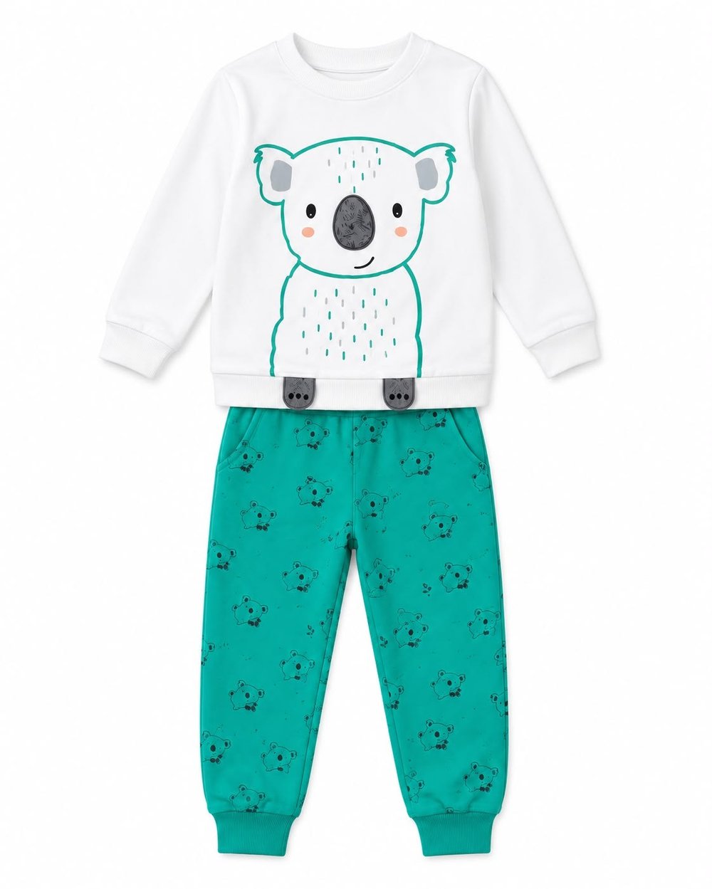 Erkek Bebek Koala Baskılı Uzun Kollu Sweatshirt Pantolon Alt Üst Takım