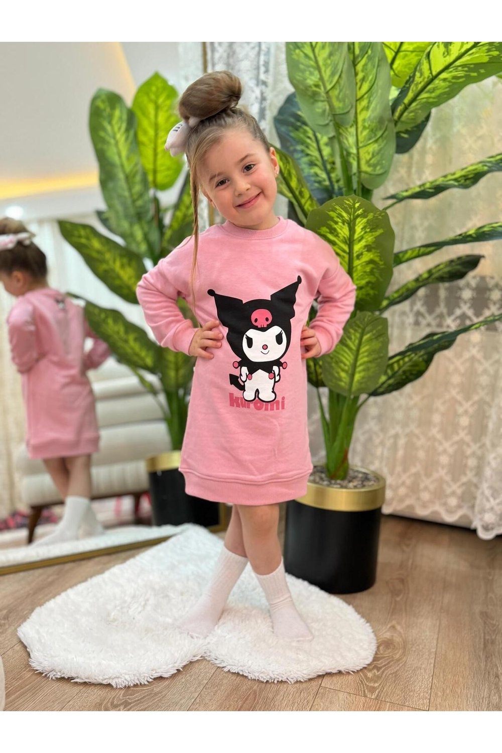 Karakter Baskılı Kız Çocuk Sweat Elbise