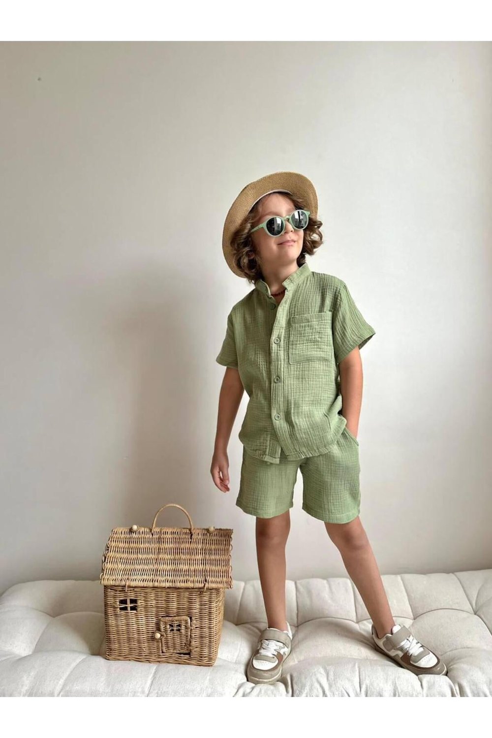 Yigit Butik Müslin Kumaş Şortlu Erkek Çocuk Takım