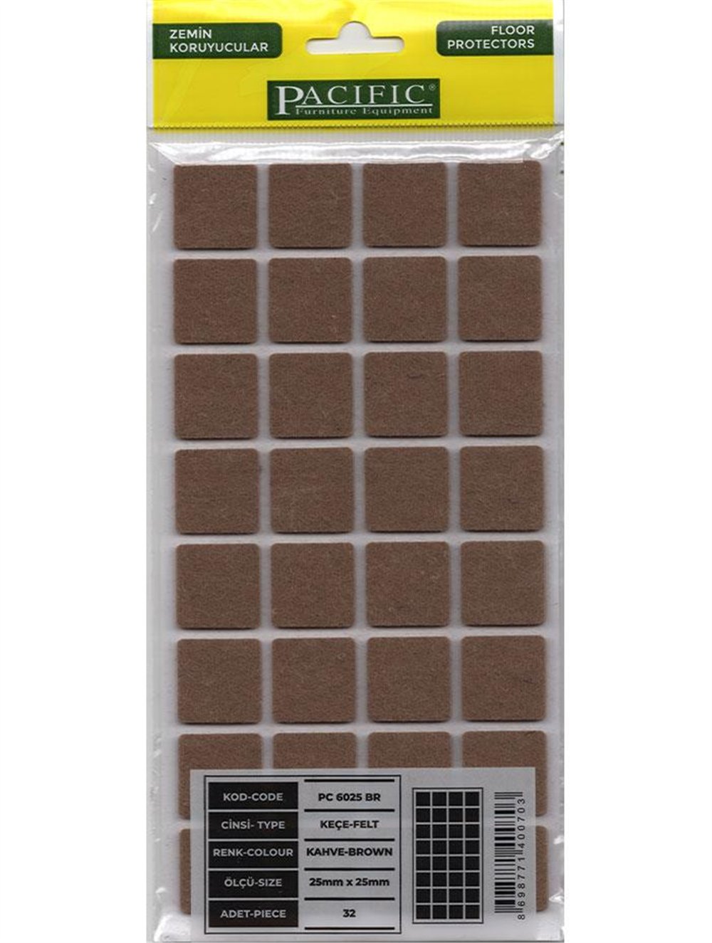25x25mm Kahverengi Keçe Zemin Koruyucu