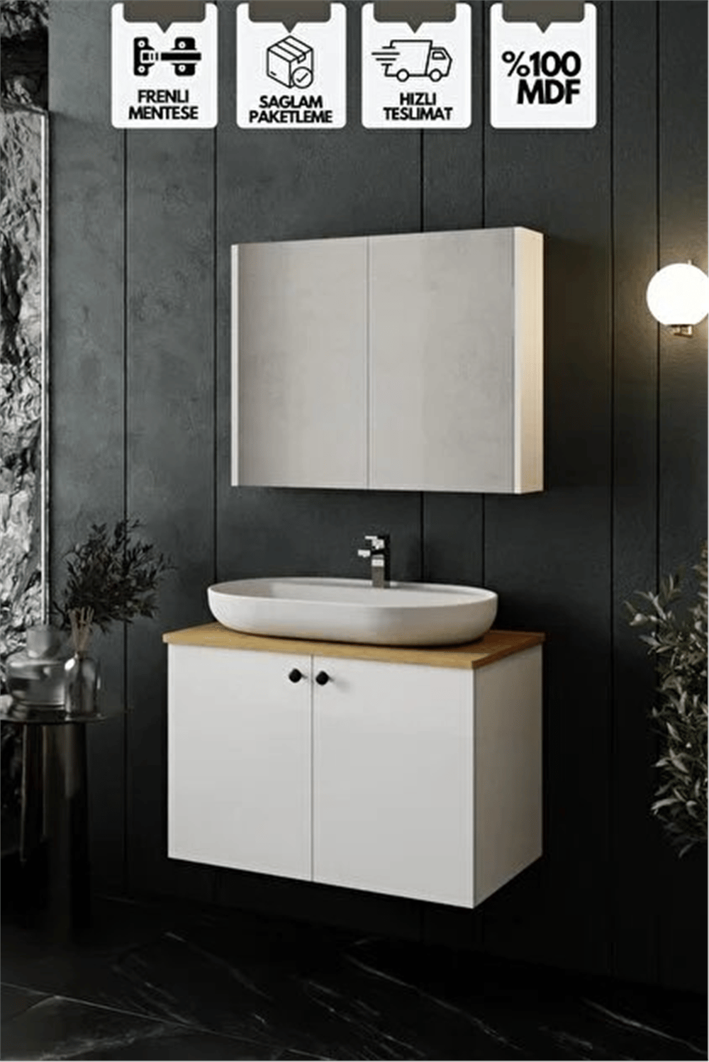 80 CM EKO KARE LAVABO SETLİ