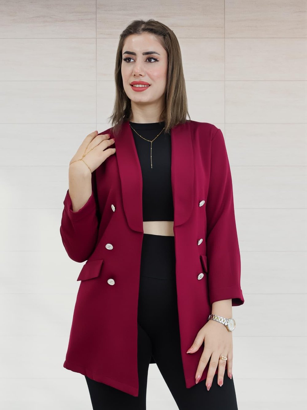 Şal Yaka Blazer Ceket Bordo