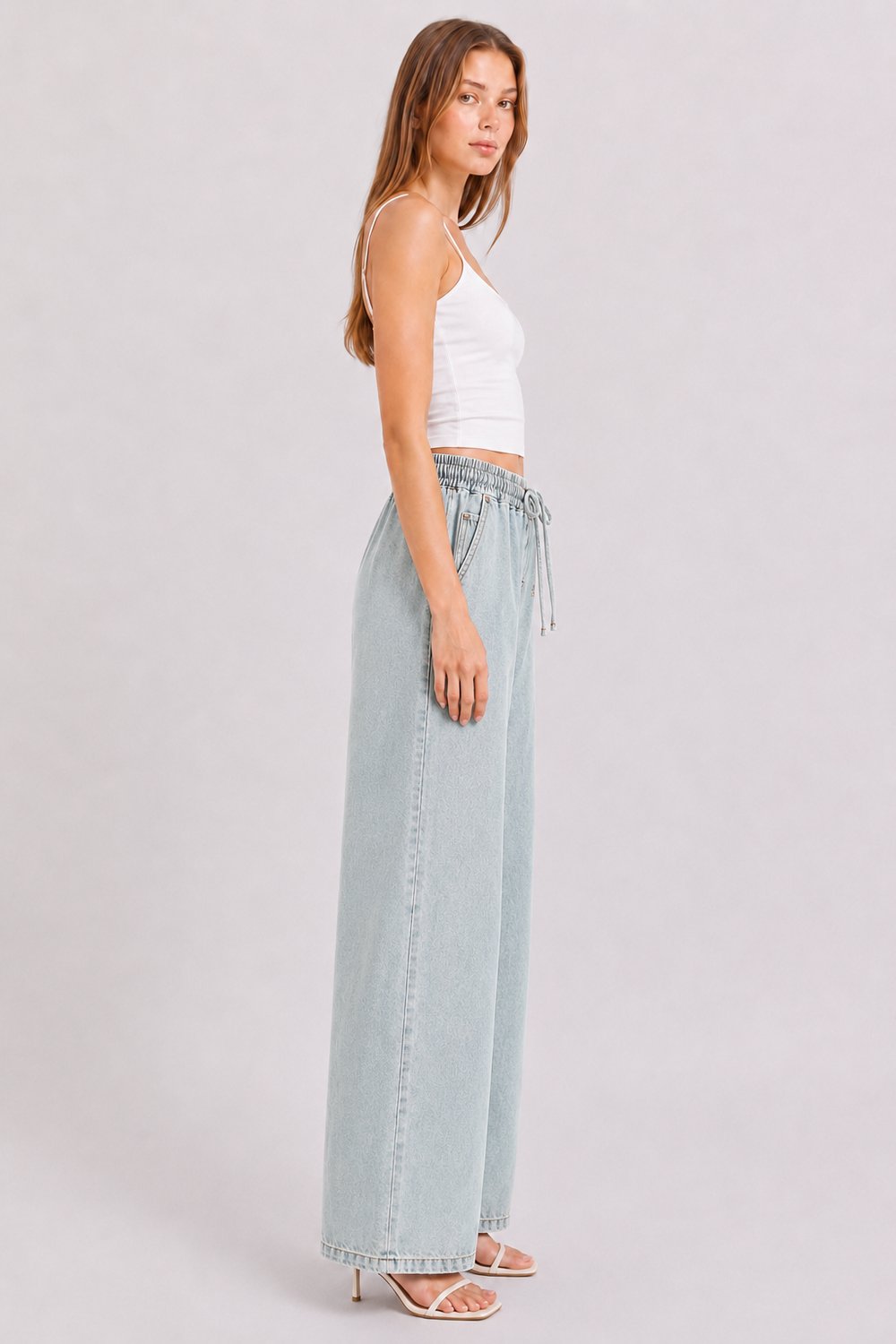 Beli Lastik Wide Leg Palazzo Kot Pantolon 