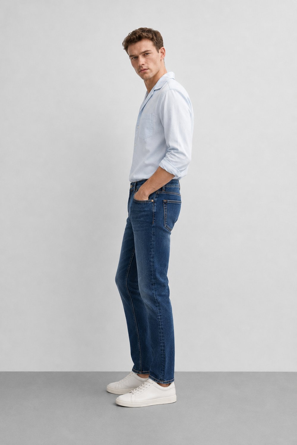 Erkek Regular Fit Boru Paça Esnek Likralı Denim Jeans Kot Pantolon ANDREAS6