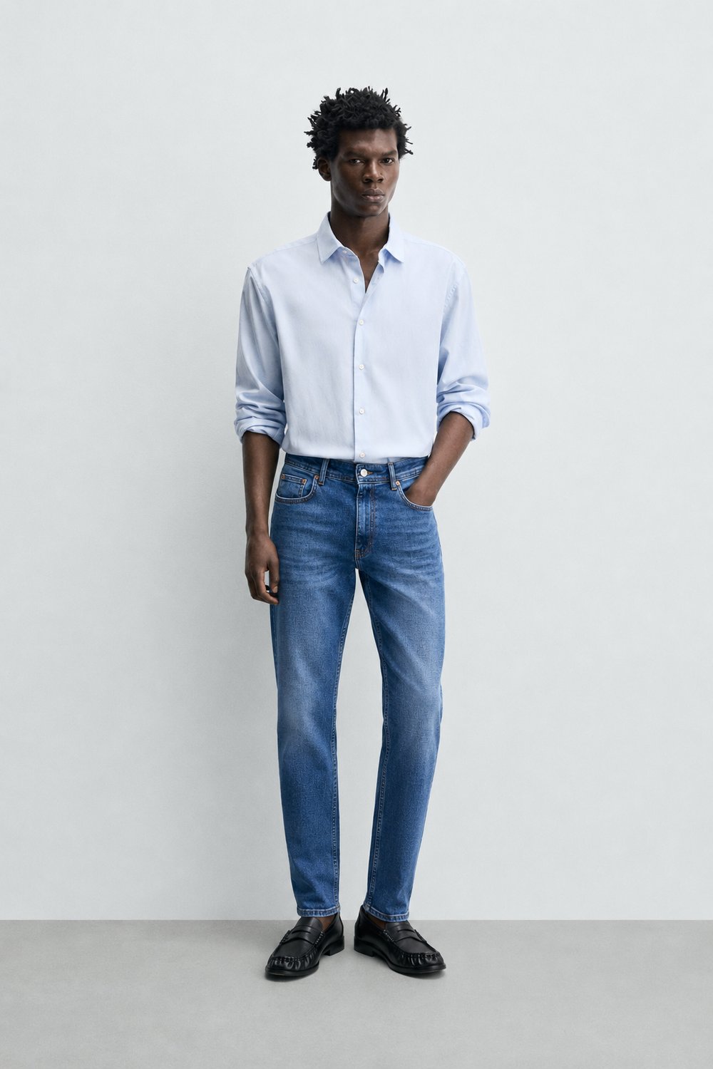 Erkek Regular Fit Boru Paça Esnek Likralı Denim Jeans Kot Pantolon ANDREAS