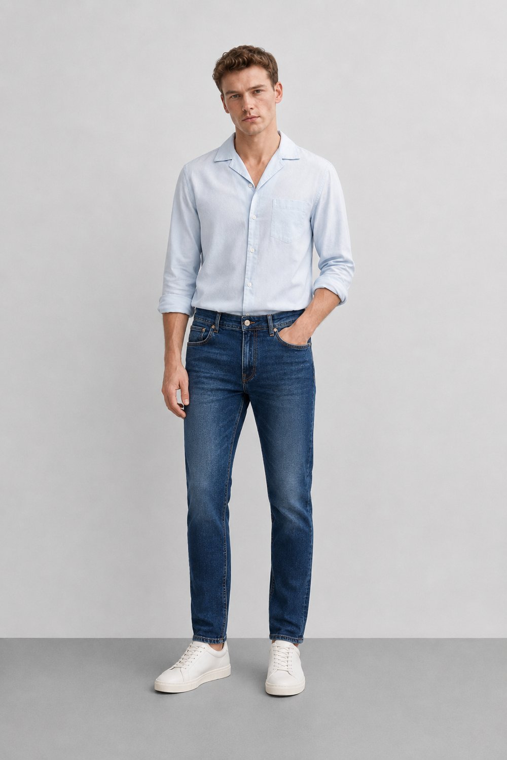 Erkek Regular Fit Boru Paça Esnek Likralı Denim Jeans Kot Pantolon ANDREAS6
