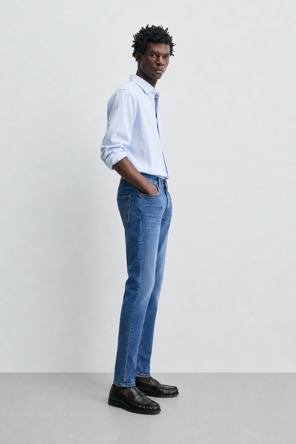 Erkek Regular Fit Boru Paça Esnek Likralı Denim Jeans Kot Pantolon ANDREAS