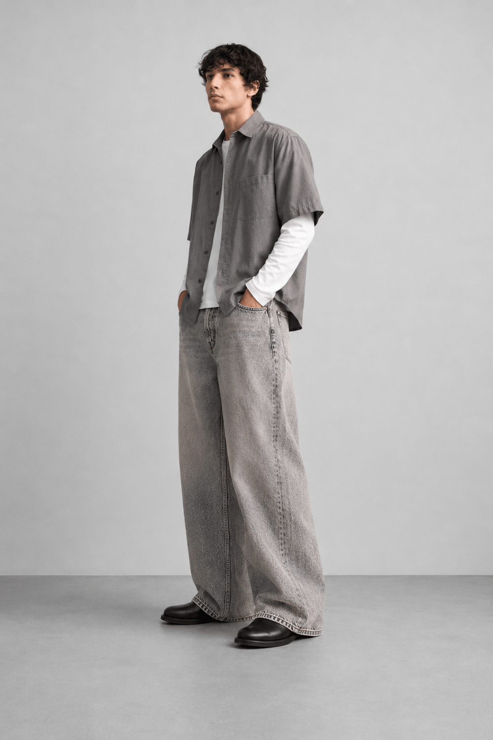 Erkek Super Baggy Jean Pantolon Bol Paça Oversize Kalıp Yıkamalı Denim Kot Pantolon