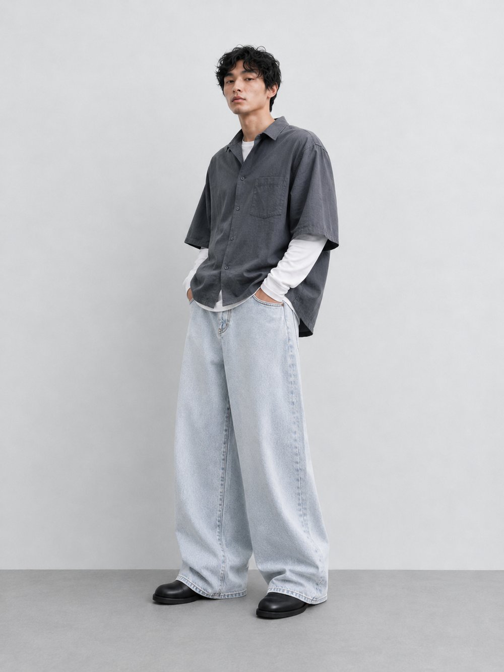 Erkek Super Baggy Jean Pantolon Bol Paça Oversize Kalıp Yıkamalı Denim Kot Pantolon