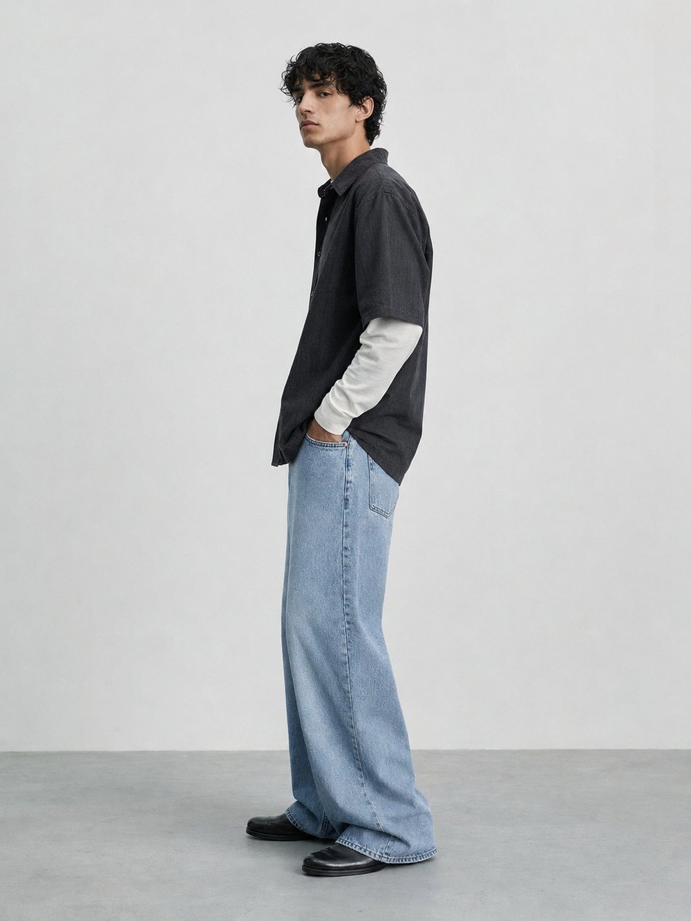 Erkek Super Baggy Jean Pantolon Bol Paça Oversize Kalıp Yıkamalı Denim Kot Pantolon