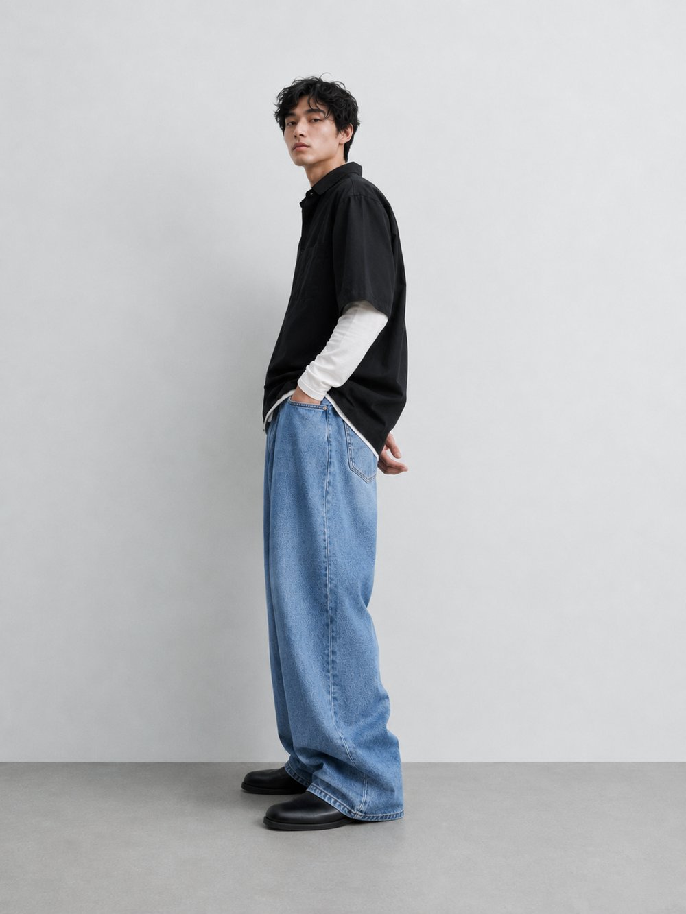Erkek Super Baggy Jean Pantolon Bol Paça Oversize Kalıp Yıkamalı Denim Kot Pantolon