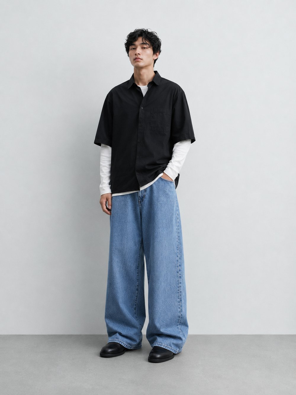 Erkek Super Baggy Jean Pantolon Bol Paça Oversize Kalıp Yıkamalı Denim Kot Pantolon