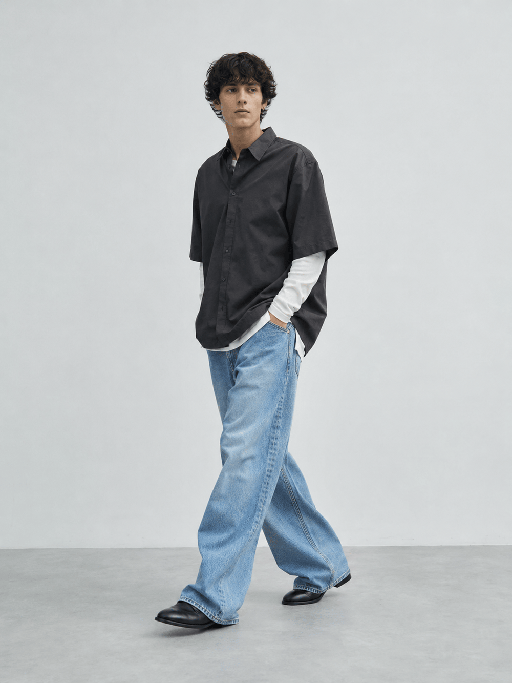 Erkek Super Baggy Jean Pantolon Bol Paça Oversize Kalıp Yıkamalı Denim Kot Pantolon