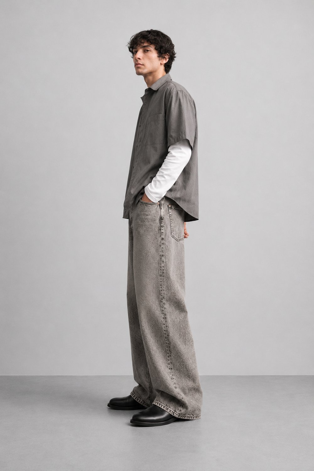 Erkek Super Baggy Jean Pantolon Bol Paça Oversize Kalıp Yıkamalı Denim Kot Pantolon