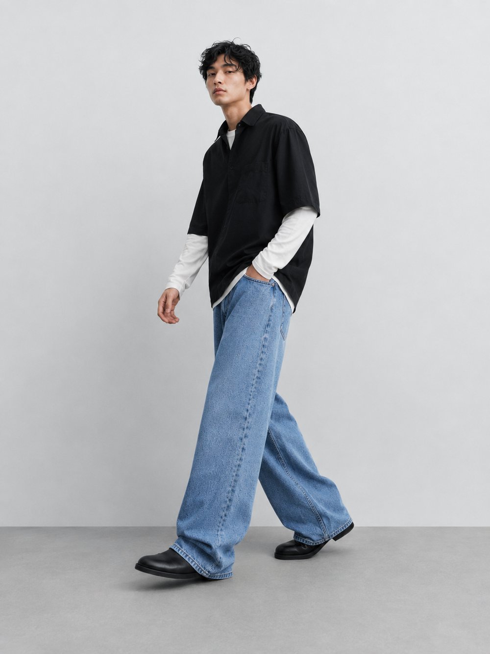 Erkek Super Baggy Jean Pantolon Bol Paça Oversize Kalıp Yıkamalı Denim Kot Pantolon