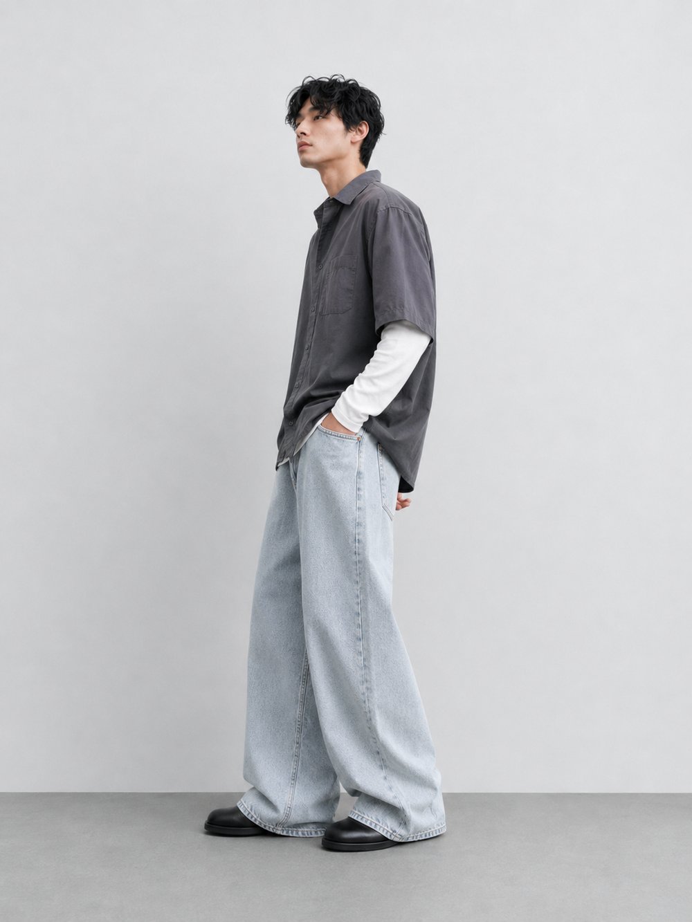 Erkek Super Baggy Jean Pantolon Bol Paça Oversize Kalıp Yıkamalı Denim Kot Pantolon