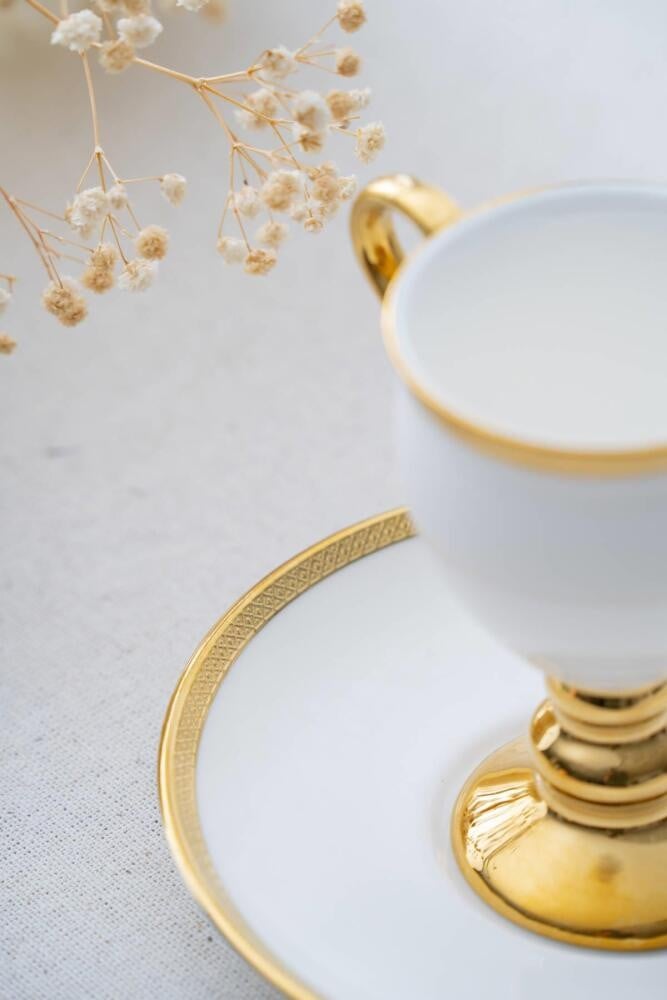 Acar Prune Gold 2 Kişilik Kahve Fincan Takımı - Beyaz