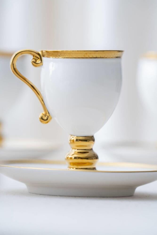 Acar Prune Gold 2 Kişilik Kahve Fincan Takımı - Beyaz