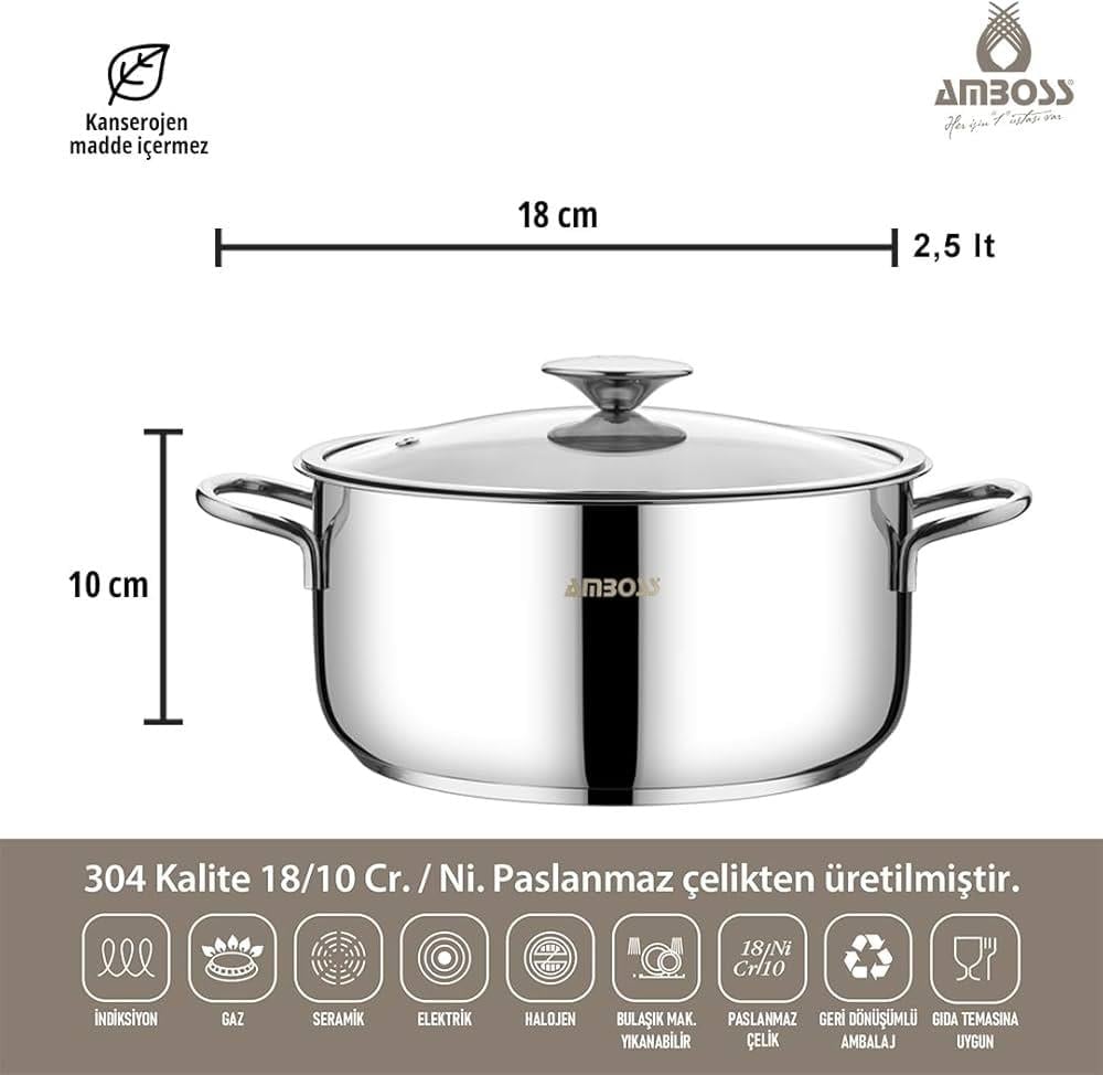 Amboss 8 Parça Çelik Tencere Seti