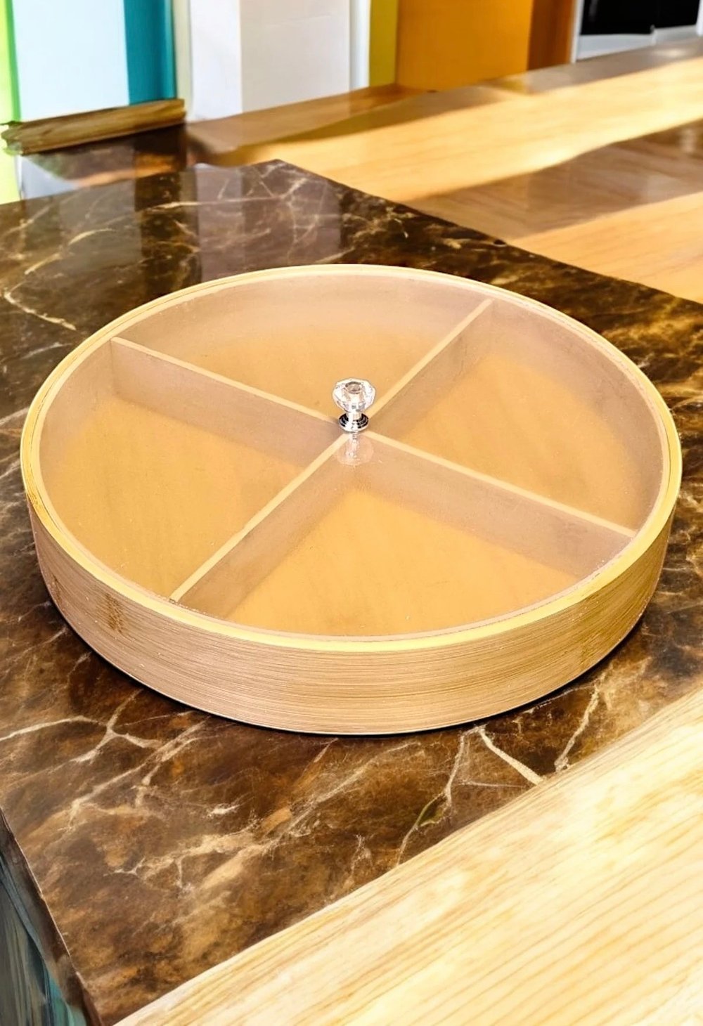BAMBU 30CM YUVARLAK BÖLMELİ SUNUMLUK