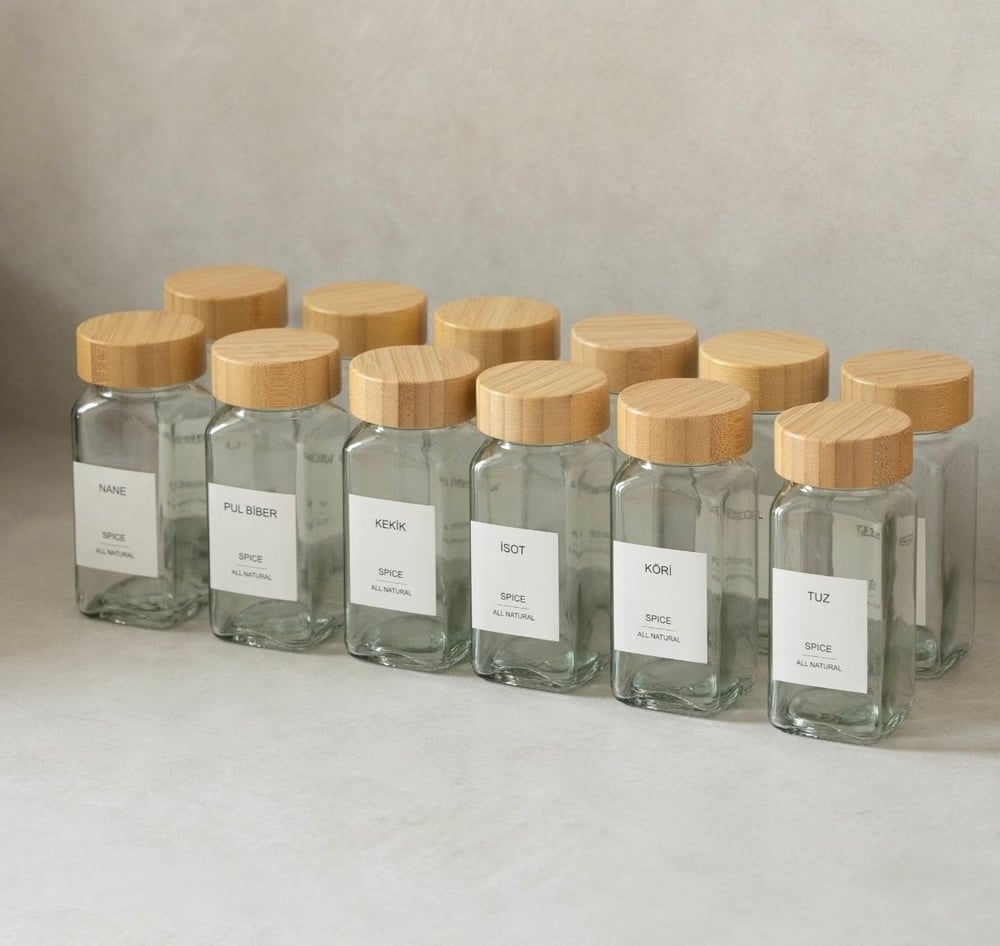 Bambu Kapaklı Cam Baharatlık 12X120Ml. 
