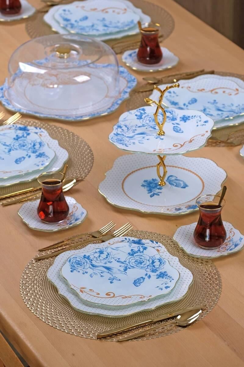 Blue Gold 34 Parça Çay Seti