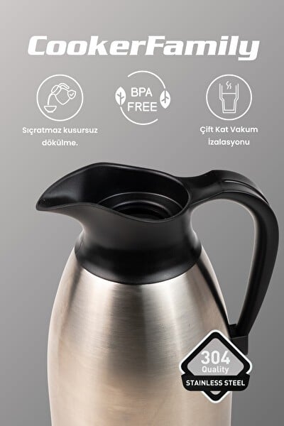 Cooker 2,5 Litre Çift Katlı Paslanmaz Çelik Termos