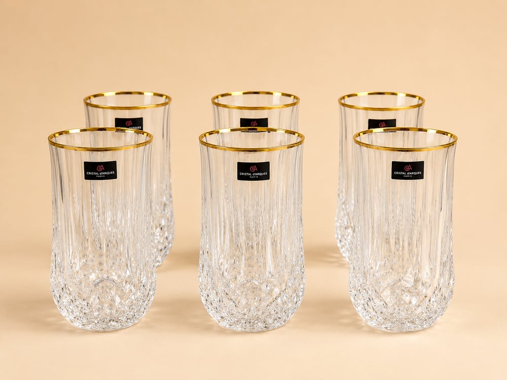 Cristal D'arques 6'lı Yaldızlı Uzun Meşrubat Bardağı