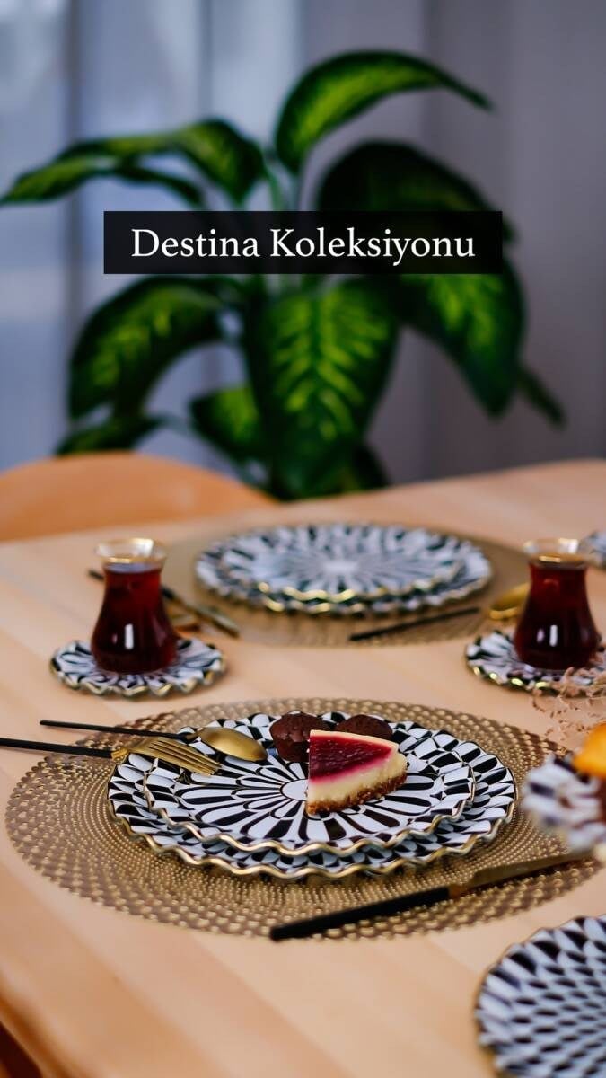 Destina Siyah 34 Parça Çay Seti
