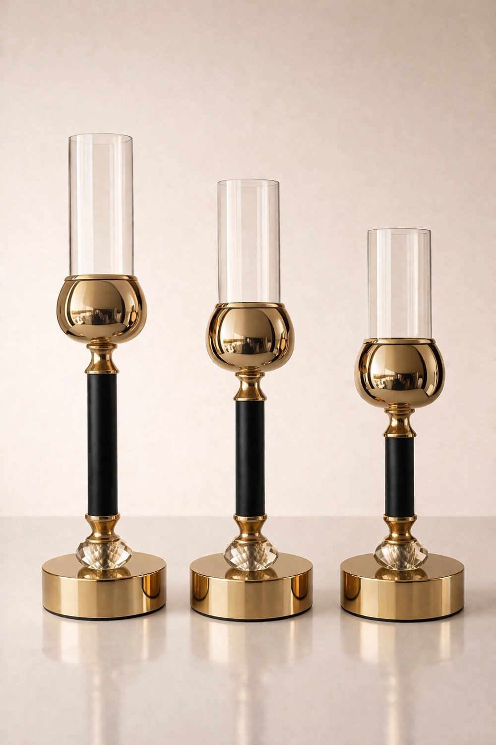 Elegance 3'Lü Gold Şamdan 