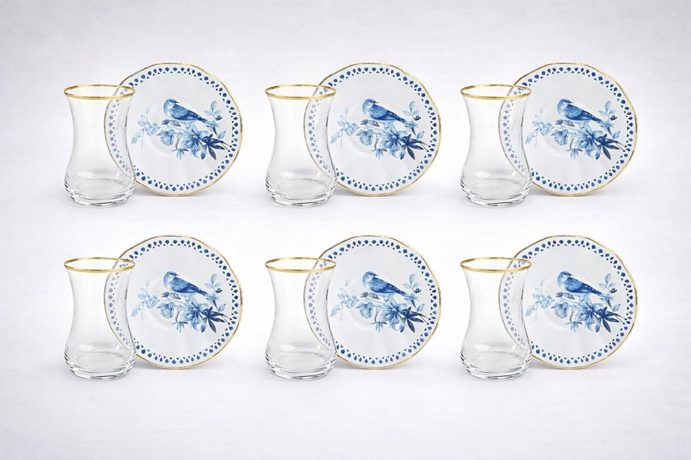 Glass Bluebird Surf Çay Seti
