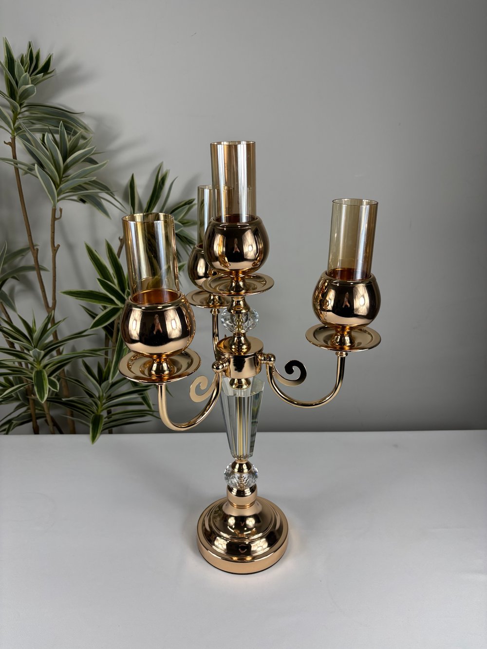 Gold Kristal 4 Kollu Şamdan