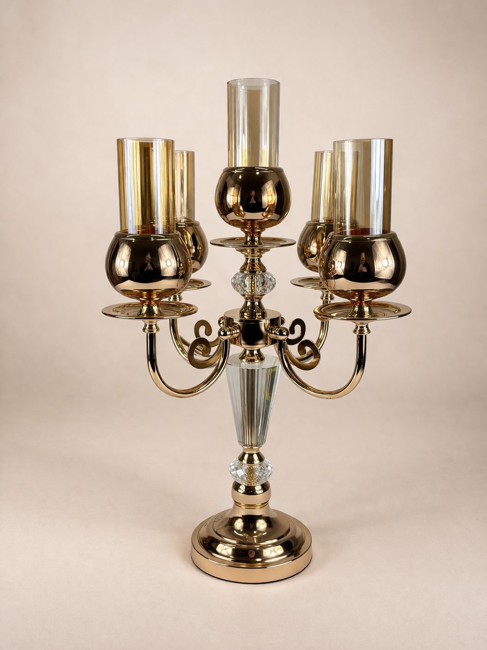 Gold Kristal 5 Kollu Şamdan