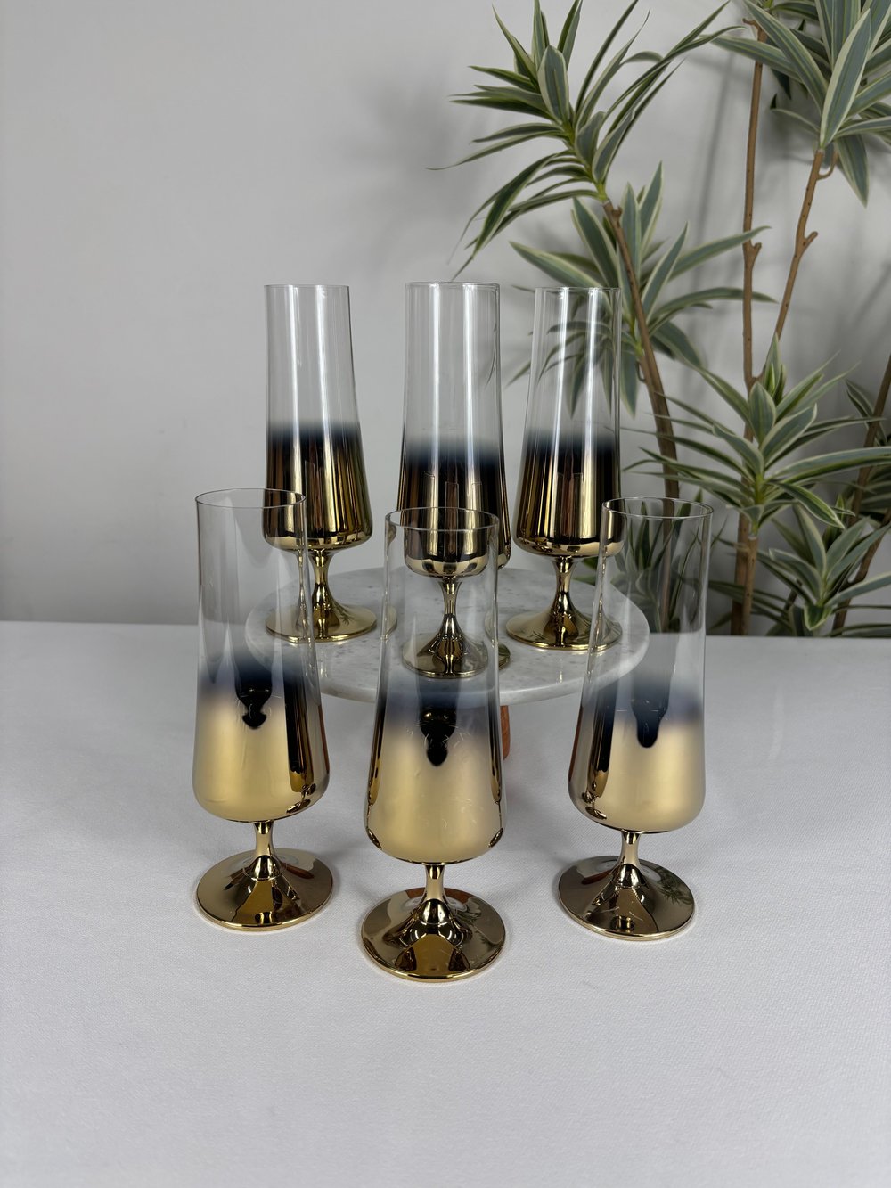 Öcl Bohemia Crystal Titanyum Gold/Gümüş Kahve Yanı Bardağı 215Ml