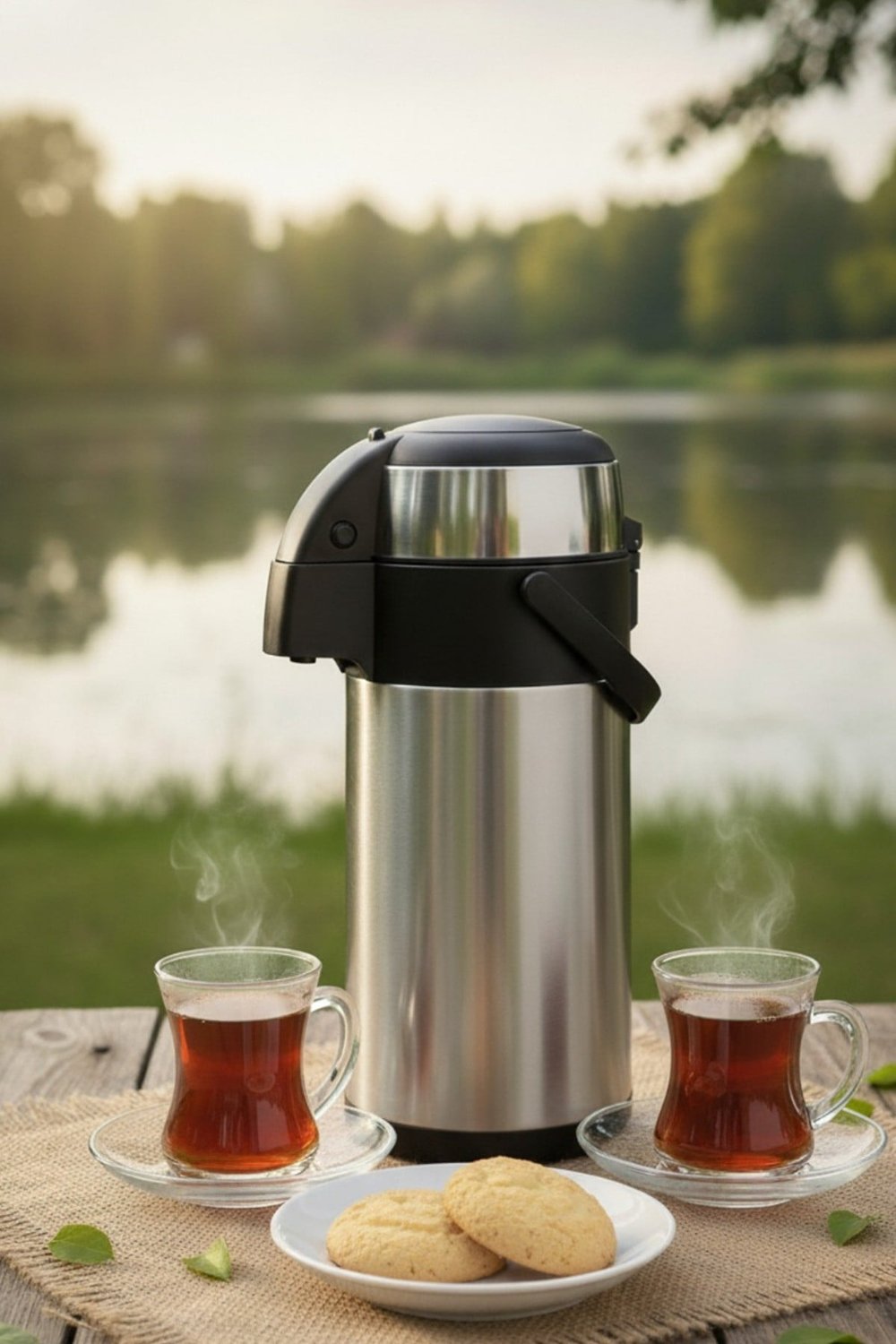 Penguen Paslanmaz Çelik Pompalı Termos 4 Litre