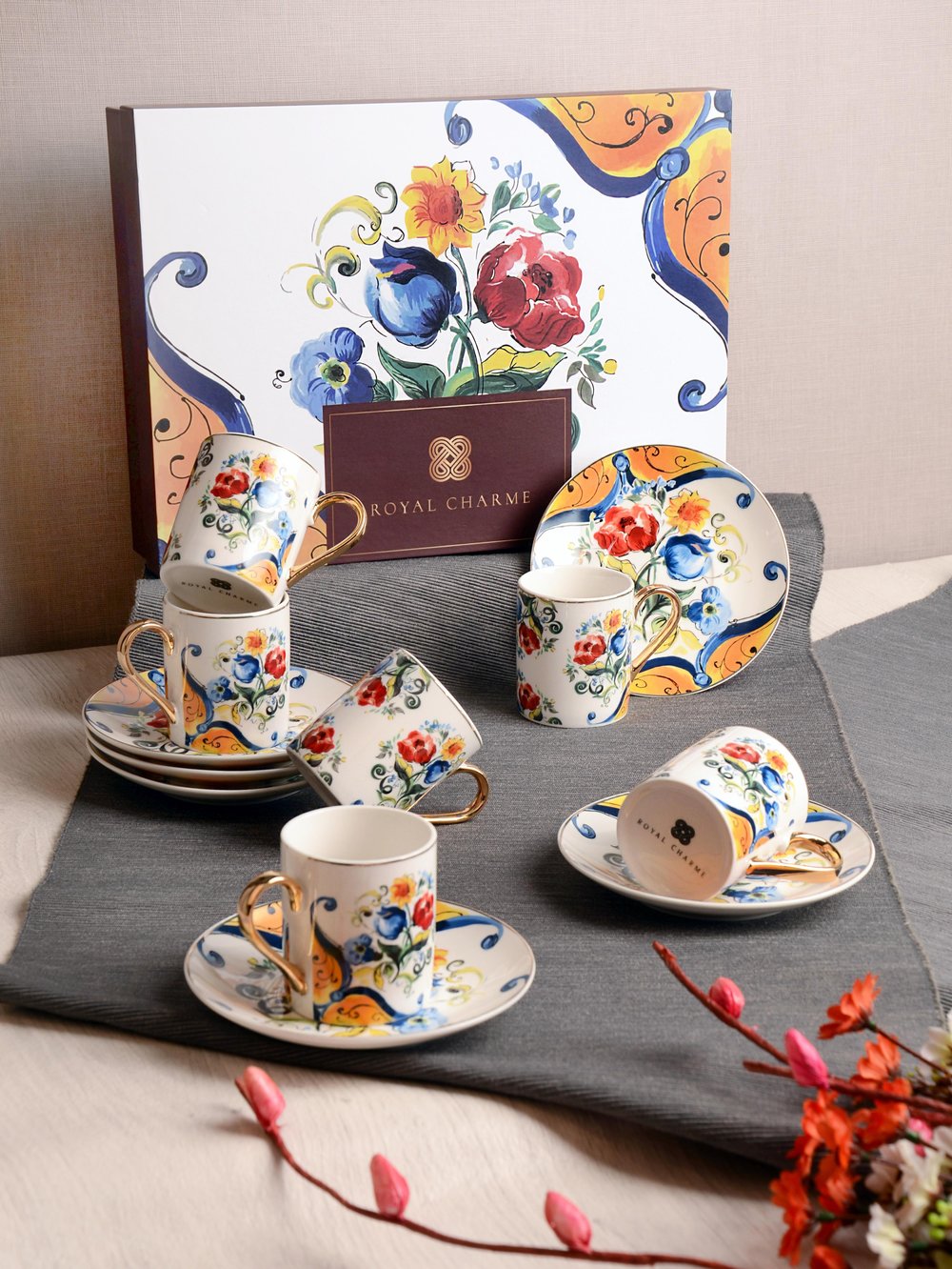 ROYAL CHARME EBRULİ PORSELEN FİNCAN TAKIMI
