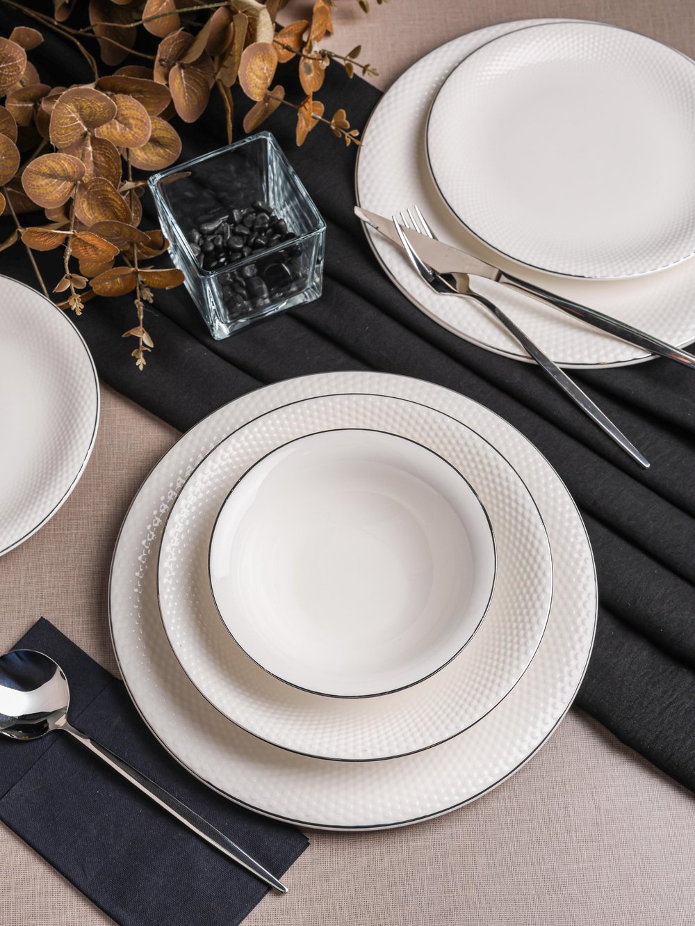 Royal Charme Saray Platin Yaldızlı 24 Parça Porselen Yemek Takımı