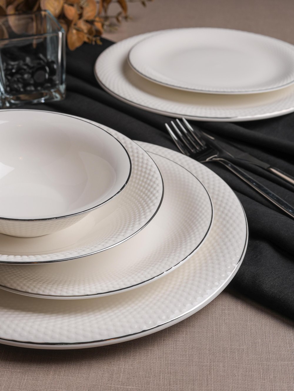 Royal Charme Saray Platin Yaldızlı 24 Parça Porselen Yemek Takımı