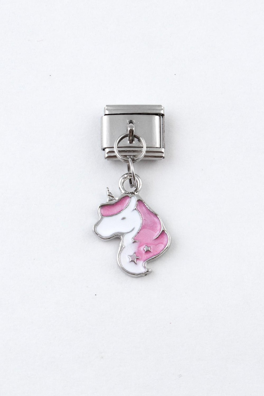 Mineli Unicorn Figürlü Paslanmaz Çelik İtalyan Charm Bileklik Kişiselleştirme Eki Link