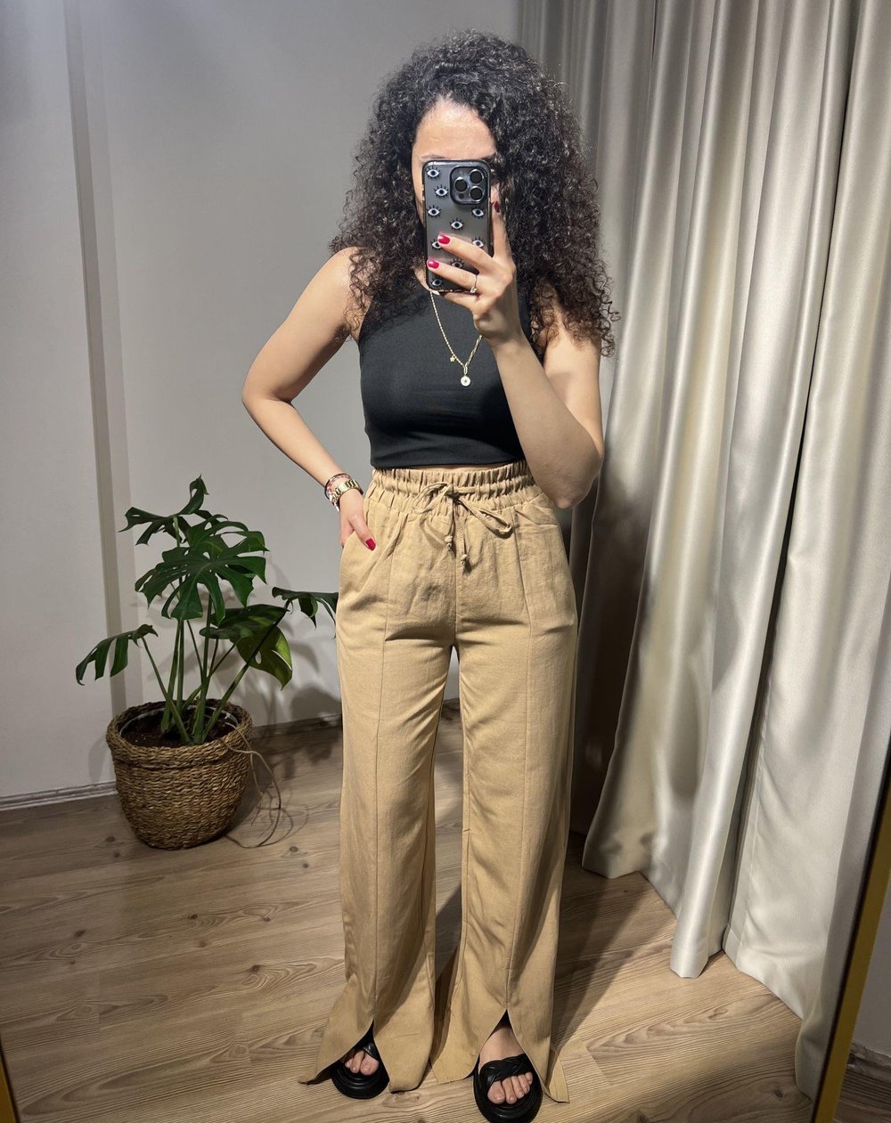Camel Keten Pantolon