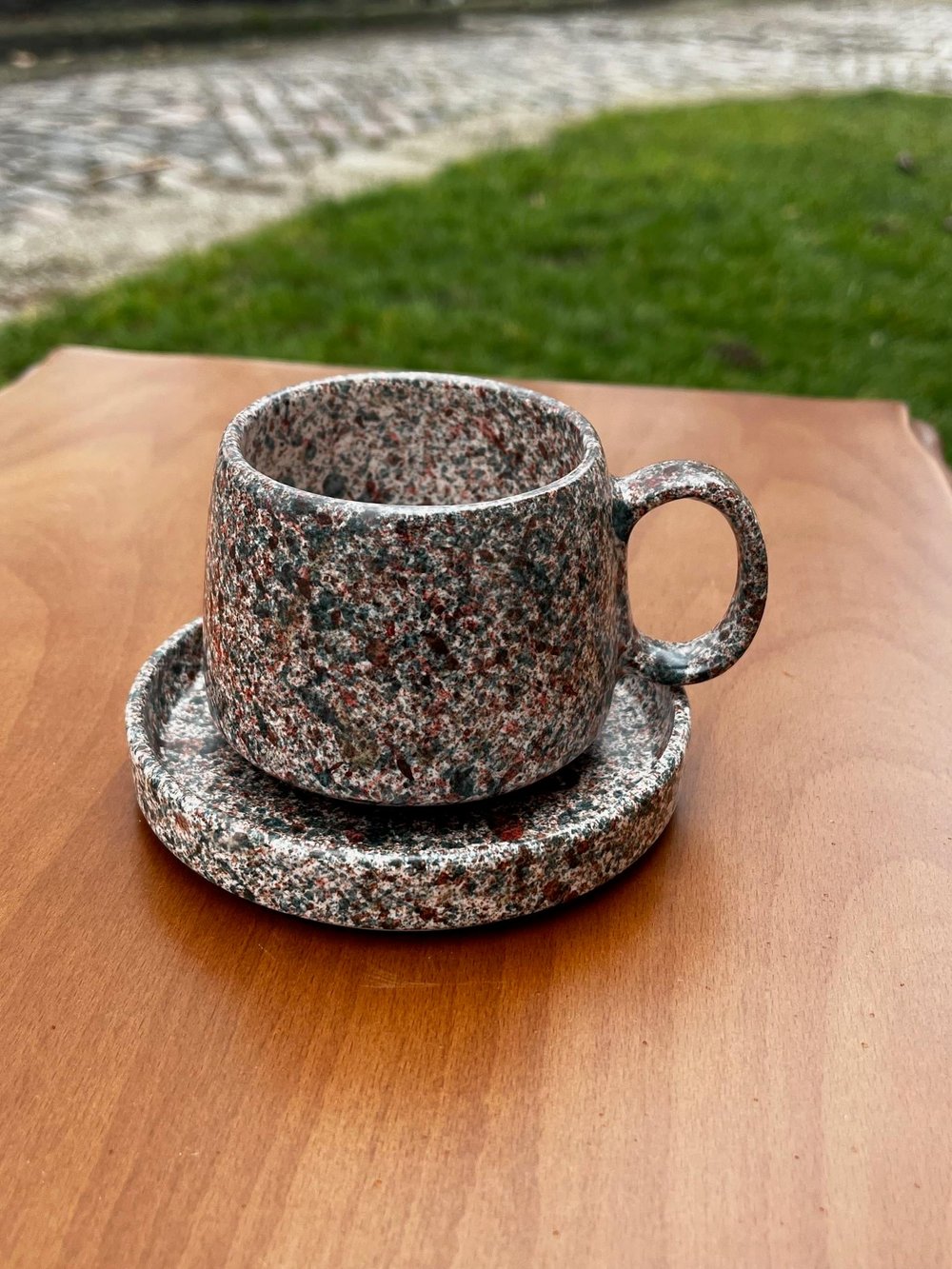  Granit Dokulu Çini Tabaklı Yuvarlak Kulp