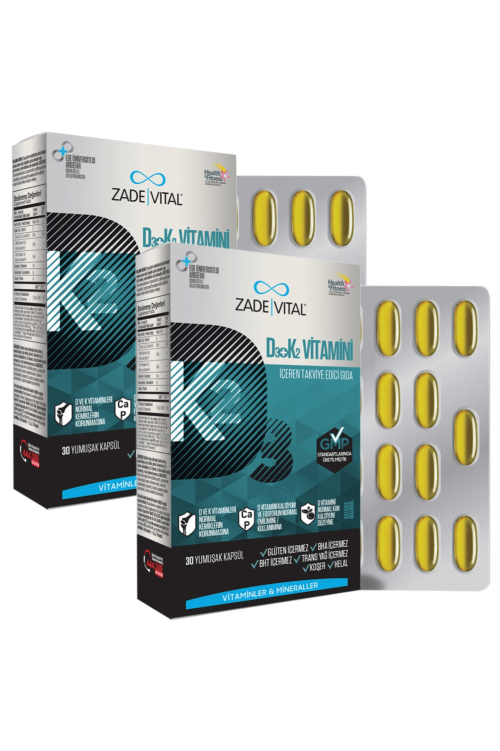 D3 + K2 Vitamini (2 Kutu) 60 Kapsül